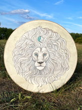 20” White Moon Lion Drum, Leo spirit drum, Shamanic Drum, Medicine drum, Large size shaman-drum , Handmade drum