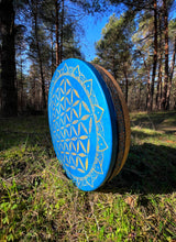 20’ Blue flower of Life drum, Shaman drum, deer skin drum, medium size drum, Medicine drum