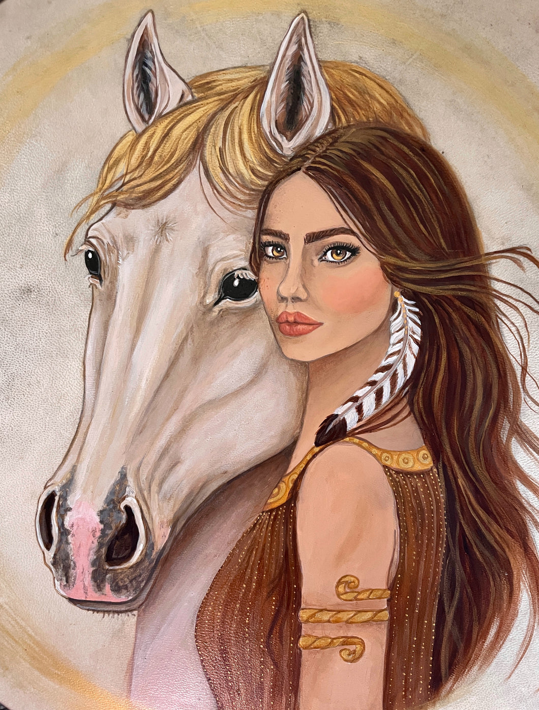 20” Horse Spirit Drum, Shamanic Drum, Medicine drum, Large size shaman-drum , Handmade drum