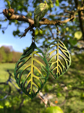 Green Leaf Earring, Handmade wooden earrings