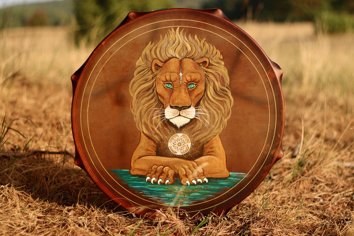 20” Bronze Lion Drum,Leo spirit drum, Shamanic Drum, Medicine drum, Large size shaman-drum , Handmade drum