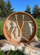 16’ Golden flower of Life drum, Shaman drum, deer skin drum, small size drum, Medicine drum