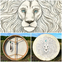 20” White Moon Lion Drum, Leo spirit drum, Shamanic Drum, Medicine drum, Large size shaman-drum , Handmade drum