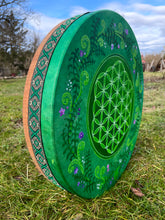 18” Green Spirit drum, Flower of Life Shaman drum, deer skin drum, medium size drum, Medicine drum