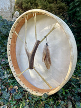 22” Wild Spirit Drum, spotted natural skin drum, Shamanic Drum, Medicine drum, Large size shaman-drum , Handmade drum