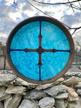 20’ Blue flower of Life drum, Shaman drum, deer skin drum, medium size drum, Medicine drum