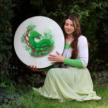 24’Magical wood Dragon drum, Shaman drum, Large Size Drum, white deer skin drum, Medicine drum