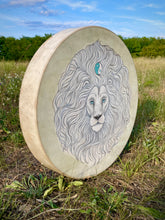 20” White Moon Lion Drum, Leo spirit drum, Shamanic Drum, Medicine drum, Large size shaman-drum , Handmade drum