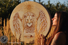 24” White Lion Drum,Leo spirit drum, Shamanic Drum, Medicine drum, Large size shaman-drum , Handmade drum