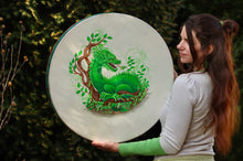 24’Magical wood Dragon drum, Shaman drum, Large Size Drum, white deer skin drum, Medicine drum