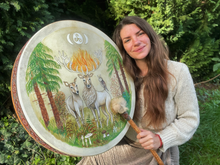 22”Magic Forest drum, Deer Spirit Drum, Shamandrum, Medicine drum, Shaman-drum , Handmade drum, Large size drum, Hand drum, Medicine drum