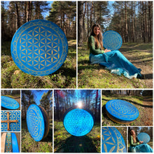 20’ Blue flower of Life drum, Shaman drum, deer skin drum, medium size drum, Medicine drum