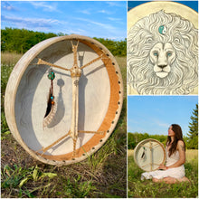 20” White Moon Lion Drum, Leo spirit drum, Shamanic Drum, Medicine drum, Large size shaman-drum , Handmade drum
