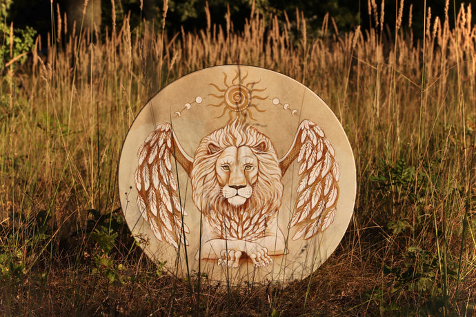 24” White Lion Drum,Leo spirit drum, Shamanic Drum, Medicine drum, Large size shaman-drum , Handmade drum