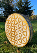 16’ Golden flower of Life drum, Shaman drum, deer skin drum, small size drum, Medicine drum