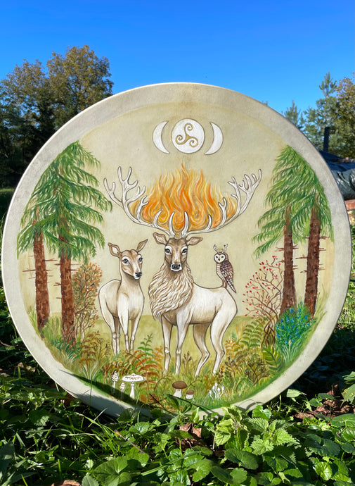 22”Magic Forest drum, Deer Spirit Drum, Shamandrum, Medicine drum, Shaman-drum , Handmade drum, Large size drum, Hand drum, Medicine drum