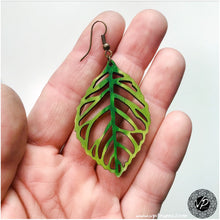 Green Leaf Earring, Handmade wooden earrings