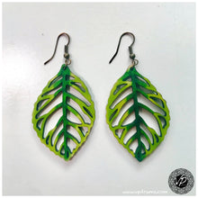 Green Leaf Earring, Handmade wooden earrings