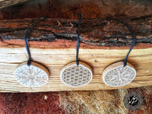 Flower of life wooden necklace, juniper wood necklace