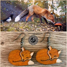 RedFox Earring, Handmade wooden earrings