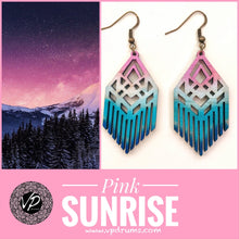 Pink Sunrise Earring, Handmade wooden earrings