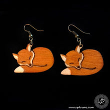 RedFox Earring, Handmade wooden earrings