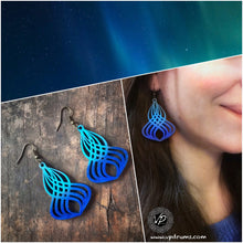 Ocean Blue Earring, Handmade wooden earrings