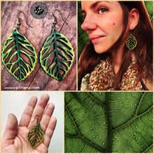 Green Leaf Earring, Handmade wooden earrings