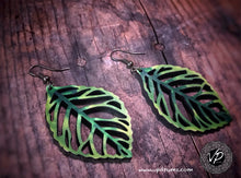 Green Leaf Earring, Handmade wooden earrings