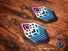 Pink Sunrise Earring, Handmade wooden earrings