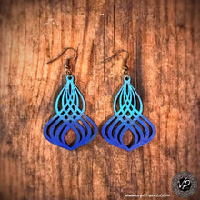 Ocean Blue Earring, Handmade wooden earrings