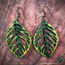 Green Leaf Earring, Handmade wooden earrings