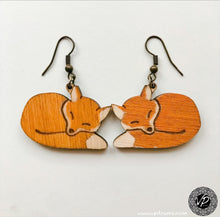 RedFox Earring, Handmade wooden earrings